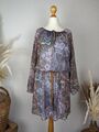 ESPRIT Damen Blusenkleid Minikleid Party Sommer Paisley Boho Gr. S Blau Rot Grün