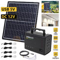 Tragbare Solarpanel Solar Power Station Generator Notstromver Kit + 4 Glühbirnen