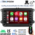 4+64G CarPlay Android15 Autoradio GPS Navi Für VW Golf 5 6 Passat Polo Touran T5