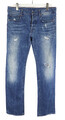 G-Star 3301 Straight Herrenjeans W33/L34 Distressed Knopf Fly Blau