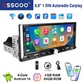 6.9" Android 14 Autoradio 1 DIN 4+64GB Wireless Carplay GPS Navi RDS BT WIFI USB