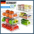 6tlg Kühlschrank Organizer Stapelbare Vorratsbehälter Aufbewahrungsbox mit Griff