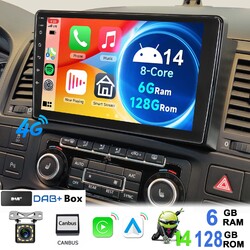 DAB+ Für VW T5 Multivan Autoradio GPS Bluetootch Navi 6+128GB Android 14 RDS Kam