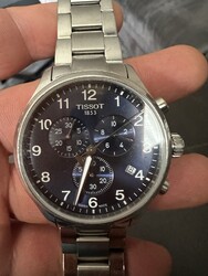 Tissot Chrono XL, Armbanduhr, Herren, Chronograph, Silber, Saphirglas, 
