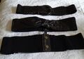 3 x weiche PVC-Gürtel, schwarz, breite Disco 80er 90er Jahre Stil, Größe UK 10 - 12.
