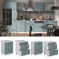 Schubladenunterschrank Küchenschrank R-Line Solid Weiß Blau Grau 60 cm Vicco