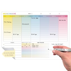 Whiteboard Wochenplaner abwischbar A4  Selbstklebend Planer Kalender to-do