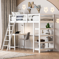 Hochbett 90x200 cm mit Schreibtisch und Regal, Einzelbett, Kinderbett,Jugendbett