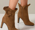 Alba Moda Stiefelette Stiefel Damenstiefel Schuhe High Heels Leder cognac 42 8