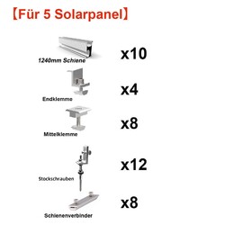 PV Photovoltaik Flachdach Montage Modul Befestigung Solar Halterung Set Schiene