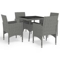 vidaXL 3-tlg. Garten-Essgruppe Schwarz Poly Rattan und Glas