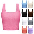 Stylish Ribbed Sleeveless Crop Top with Square Neckline Breathable Top for Women