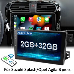 2+32GB CarPlay Android 14 Autoradio GPS Navi RDS Für Suzuki Splash Opel Agila B