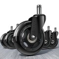 Bürostuhl Rollen 11 mm x 22 mm, 5er Set, Gummi Kunststoff, Hartboden, leise, ...