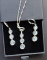 Schmuckset Silber 925 Halskette+ Anhänger+Tropfen Ohrringe+Etui NEU 