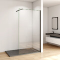 Walk in Duschwand Dusche Duschabtrennung 8/10 mm NANO Glas H 200 cm Schwarz
