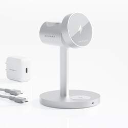 Wireless Charger 3-in-1, Induktive ladestation Qi2 15W, Magnetische kabellose