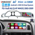 8Core Autoradio 128G Carplay Für Audi A6 C6 MMI 2G 2005-2009 Android 14 KAM DSP
