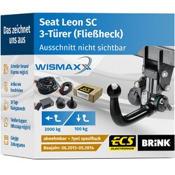 ANHÄNGERKUPPLUNG für Seat Leon SC 13-14 vert. abnehmbar BRINK +7pol ESatz ECS
