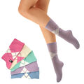 5 - 10 Paar Damen Socken ohne Gummi Reitsocken Baumwolle Mischfaser Farbmix Karo