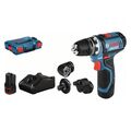 Bosch Akku-Bohrschrauber GSR 12V-15 FC, mit 2 x 2,0 Ah-Akku, L-BOXX, 4 Aufsätze