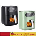 Schwarz/Grün Heißluftfritteuse 6L Airfryer 1500W Heißluft Fritteuse Low Fat Ofen