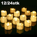 12/24x LED Teelichter mit Timer 6 Stunden flackernd Kerzen Teelicht mit Batterie