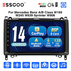 6+128GB Android 14 DAB+ Carplay Autoradio GPS Für Mercedes A/B Klasse VIto W169