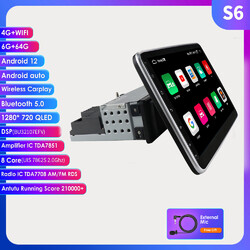 10.1" Autoradio 1DIN Android 13 Carplay mit GPS Nav 6G+64G DAB+ DSP BT5.0 4G LTE