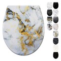 Duroplast Toilettendeckel WC Sitz mit Absenkautomatik, Marmor Oval Toilettensitz