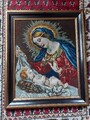 Gesticktes Bild mit Rahmen  Maria und Jesuskind 60 cm x 50 cm x 3,5 cm