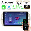 DAB+ 2+32G Carplay 9'' Autoradio Android 14 WiFi Für Fiat 500 2007-2015 GPS Navi