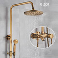Antik Messing Duschset Regendusche 8'' Duschkopf Duscharmatur mit Handbrause DHL