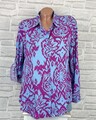 Italy Long Bluse Hemd Tunika Shirt Langarmbluse Print 42 44 46 Blau C253