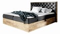 Boxspringbett WOOD III Hotelbett Mit zwei Bettkasten Kontinentales Bett Eiche