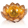 LED Solar Deko Leuchte Außen Lotus Blume Blüte Garten Lampe Crackle-Glas - Gold