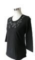 Gerry Weber schönes Damen 3/4 Arm Shirt Gr. 38 Schwarz mit Strass Business
