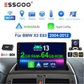 Apple Carplay Autoradio GPS DAB+ 2+64GB Android 14 Für BMW X3 E83 2004-2012 KAM+