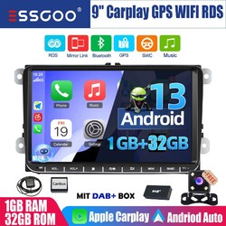 32G DAB Carplay Android 13 Autoradio GPS BT Für VW GOLF 5 6 Touran Polo 6R Caddy