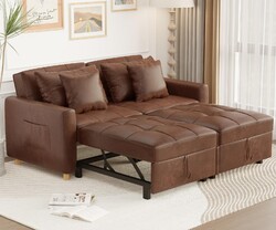 Schlafsofa 2 Sitzer Schlafcouch mit Schlaffunktion 3-in-1 Klappsofa Leinen-Touch