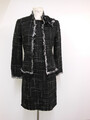 ZARA Damen Anzug 2 Tlg Kostüm Kleid+Blazer Tweed-Stil Schwarz Weiß Gr 36