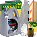 MANN INSPEKTIONSPAKET+1x5L FUCHS 5W30 ÖL passend für AUDI A3 VW GOLF V 1.6 FSI