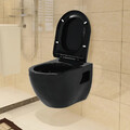 Wand WC Keramik Absenkautomatik Softclose Hänge Toilette Schwarz/Weiß vidaXL