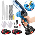21V Akku Kettensäge Mini Elektro Motorsäge Handkettensäge 4/6/8 Zoll 2x 2,0Ah