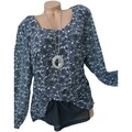 Sheego Damen Bluse Tunika Chiffon Gr. 40 bis 58 schwarz weiß (232) Lagen Look