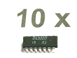 DL032D, 4 Nor Gatter mit 2 Eingänge, DIL14, 5V, +70°, RFT, wie 74LS32N, 10 Stück