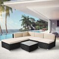AREBOS® Polyrattan Gartenmöbel Gartenset Lounge Garnitur Set Sitzgruppe Schwarz