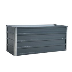 Metall Blumenbeet Hochbeet 100x40x45 cm Grau Pflanzbeet Gemüsebeet Pflanzkasten