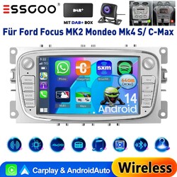 DAB+ Für Ford Focus II Mk2 Mondeo C-MAX S-MAX Galaxy Android 14 Autoradio 4+64G