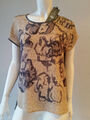 LUISA CERANO Shirt grau beige Seidenfront/Lyocel UVP Euro 189,95*Gr.36-UK10*NEU*